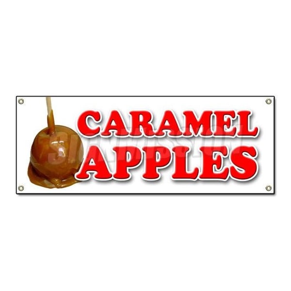 CARAMEL APPLES BANNER SIGN candy apple cart signs fresh candy fruit produce